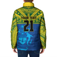 Solomon Islands Rugby Custom Padded Jacket Simple Coat of arm Polynesian Pattern - Polynesian Pride