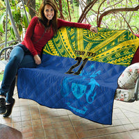 Solomon Islands Rugby Custom Quilt Simple Coat of arm Polynesian Pattern