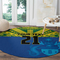 Solomon Islands Rugby Custom Round Carpet Simple Coat of arm Polynesian Pattern