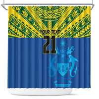 Solomon Islands Rugby Custom Shower Curtain Simple Coat of arm Polynesian Pattern