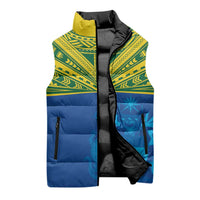 Solomon Islands Rugby Custom Sleeveless Puffer Jacket Simple Coat of arm Polynesian Pattern - Polynesian Pride