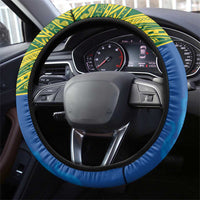 Solomon Islands Rugby Steering Wheel Cover Simple Coat of arm Polynesian Pattern