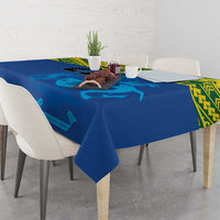 Solomon Islands Rugby Custom Tablecloth Simple Coat of arm Polynesian Pattern