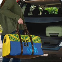 Solomon Islands Rugby Custom Travel Bag Simple Coat of arm Polynesian Pattern - Polynesian Pride