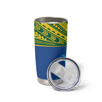 Solomon Islands Rugby Custom Tumbler Cup Simple Coat of arm Polynesian Pattern
