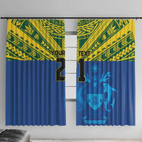 Solomon Islands Rugby Custom Window Curtain Simple Coat of arm Polynesian Pattern