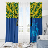 Solomon Islands Rugby Custom Window Curtain Simple Coat of arm Polynesian Pattern