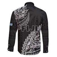 Fiji Rugby Family Matching Off Shoulder Maxi Dress and Hawaiian Shirt Kaiviti Fijian Tribal World Cup Black LT9 - Polynesian Pride