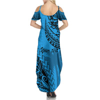 Custom Fiji Rugby Family Matching Summer Maxi Dress and Hawaiian Shirt Kaiviti Fijian Tribal World Cup Blue No1 LT9 - Polynesian Pride