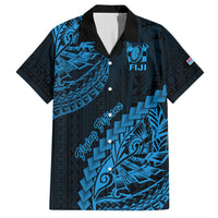 Fiji Rugby Family Matching Short Sleeve Bodycon Dress and Hawaiian Shirt Kaiviti Fijian Tribal World Cup Blue No2 LT9 Dad's Shirt - Short Sleeve Blue - Polynesian Pride