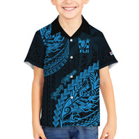 Custom Fiji Rugby Family Matching Summer Maxi Dress and Hawaiian Shirt Kaiviti Fijian Tribal World Cup Blue No2 LT9 Son's Shirt Blue - Polynesian Pride