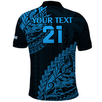 Custom Fiji Rugby Polo Shirt Kaiviti Fijian Tribal World Cup Blue No2 LT9 - Polynesian Pride