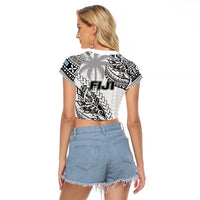 Fiji Rugby Raglan Cropped T Shirt Kaiviti Fijian Tribal World Cup White LT9 - Polynesian Pride