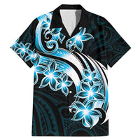 Plumeria Tribal Tattoo Family Matching Mermaid Dress and Hawaiian Shirt Blue Polynesian Pattern LT9 Dad's Shirt - Short Sleeve Blue - Polynesian Pride