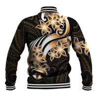 Plumeria Tribal Tattoo Baseball Jacket Gold Polynesian Pattern