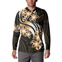 Plumeria Tribal Tattoo Button Sweatshirt Gold Polynesian Pattern