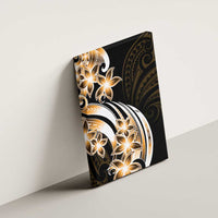 Plumeria Tribal Tattoo Canvas Wall Art Gold Polynesian Pattern