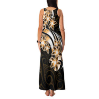 Plumeria Tribal Tattoo Family Matching Tank Maxi Dress and Hawaiian Shirt Gold Polynesian Pattern
