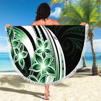 Plumeria Tribal Tattoo Beach Blanket Green Polynesian Pattern