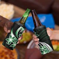 Plumeria Tribal Tattoo 4 in 1 Can Cooler Tumbler Green Polynesian Pattern