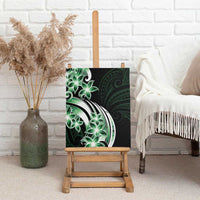 Plumeria Tribal Tattoo Canvas Wall Art Green Polynesian Pattern