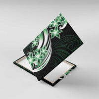 Plumeria Tribal Tattoo Canvas Wall Art Green Polynesian Pattern