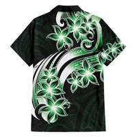 Plumeria Tribal Tattoo Family Matching Long Sleeve Bodycon Dress and Hawaiian Shirt Green Polynesian Pattern LT9 - Polynesian Pride