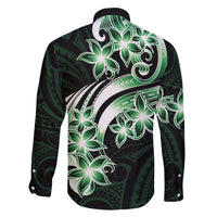 Plumeria Tribal Tattoo Family Matching Long Sleeve Bodycon Dress and Hawaiian Shirt Green Polynesian Pattern LT9 - Polynesian Pride