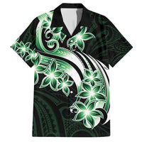 Plumeria Tribal Tattoo Family Matching Tank Maxi Dress and Hawaiian Shirt Green Polynesian Pattern