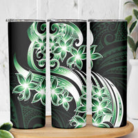 Plumeria Tribal Tattoo Skinny Tumbler Green Polynesian Pattern