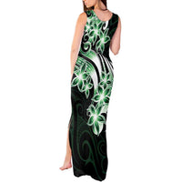 Plumeria Tribal Tattoo Tank Maxi Dress Green Polynesian Pattern