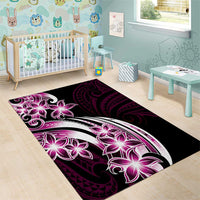 Plumeria Tribal Tattoo Area Rug Pink Polynesian Pattern