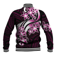 Plumeria Tribal Tattoo Baseball Jacket Pink Polynesian Pattern