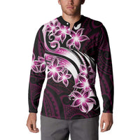 Plumeria Tribal Tattoo Button Sweatshirt Pink Polynesian Pattern