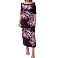 Plumeria Tribal Tattoo Family Matching Puletasi and Hawaiian Shirt Pink Polynesian Pattern LT9 Mom's Dress Pink - Polynesian Pride