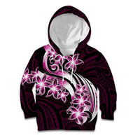 Plumeria Tribal Tattoo Kid Hoodie Pink Polynesian Pattern