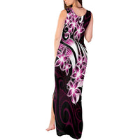 Plumeria Tribal Tattoo Tank Maxi Dress Pink Polynesian Pattern