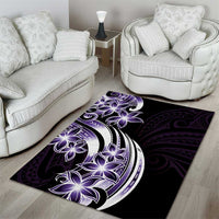 Plumeria Tribal Tattoo Area Rug Purple Polynesian Pattern