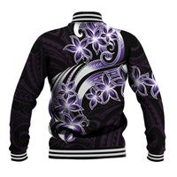 Plumeria Tribal Tattoo Baseball Jacket Purple Polynesian Pattern
