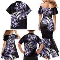 Plumeria Tribal Tattoo Family Matching Mermaid Dress and Hawaiian Shirt Purple Polynesian Pattern LT9 - Polynesian Pride