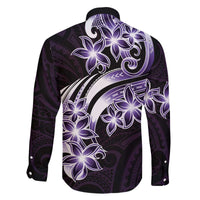 Plumeria Tribal Tattoo Family Matching Off Shoulder Short Dress and Hawaiian Shirt Purple Polynesian Pattern