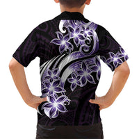 Plumeria Tribal Tattoo Family Matching Short Sleeve Bodycon Dress and Hawaiian Shirt Purple Polynesian Pattern LT9 - Polynesian Pride