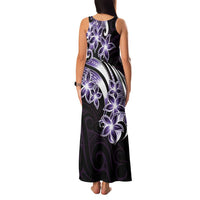 Plumeria Tribal Tattoo Family Matching Tank Maxi Dress and Hawaiian Shirt Purple Polynesian Pattern