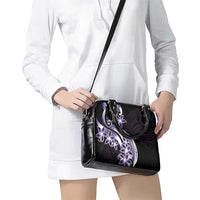 Plumeria Tribal Tattoo Shoulder Handbag Purple Polynesian Pattern