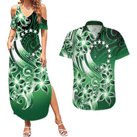 Cook Islands Tattoo Couples Matching Summer Maxi Dress and Hawaiian Shirt Plumeria Polynesian Pattern