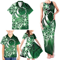 Cook Islands Tattoo Family Matching Tank Maxi Dress and Hawaiian Shirt Plumeria Polynesian Pattern
