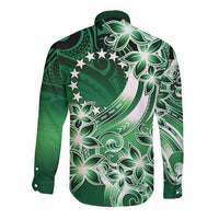 Cook Islands Tattoo Long Sleeve Button Shirt Plumeria Polynesian Pattern