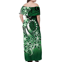 Cook Islands Tattoo Off Shoulder Maxi Dress Plumeria Polynesian Pattern