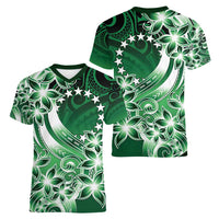 Cook Islands Tattoo Women V-Neck T-Shirt Plumeria Polynesian Pattern