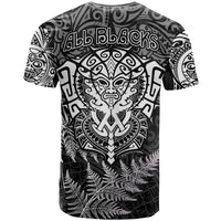 New Zealand Rugby T Shirt Silver Fern All Black Mix Ta Moko White Style LT9 - Polynesian Pride